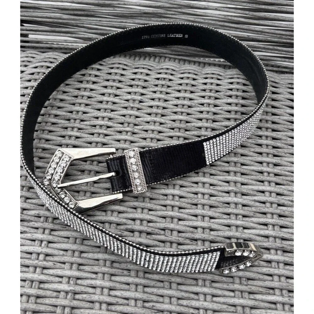 Women’s Black Leather Rhinestone Belt Size S